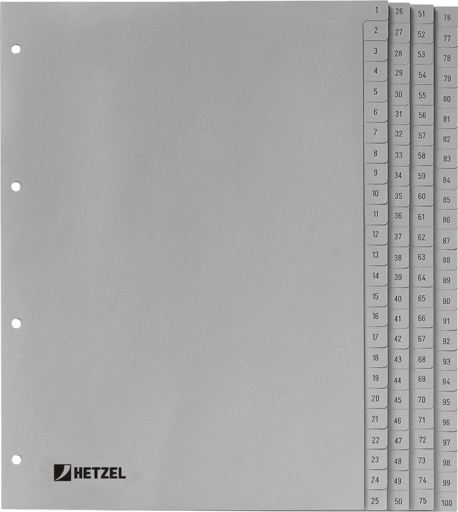 Register A4 PP 1-100 grau Packung mit 10 Stück