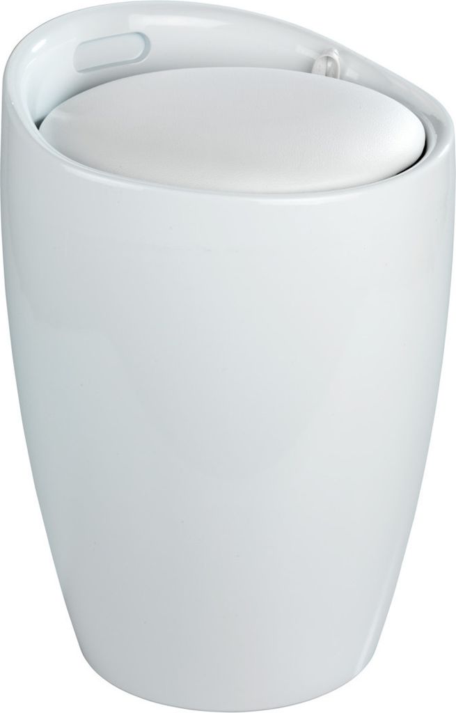 WENKO Badhocker und Wäschesammler 'Canaro' Weiß (B/T x H): Ø 36 x 50,5 cm