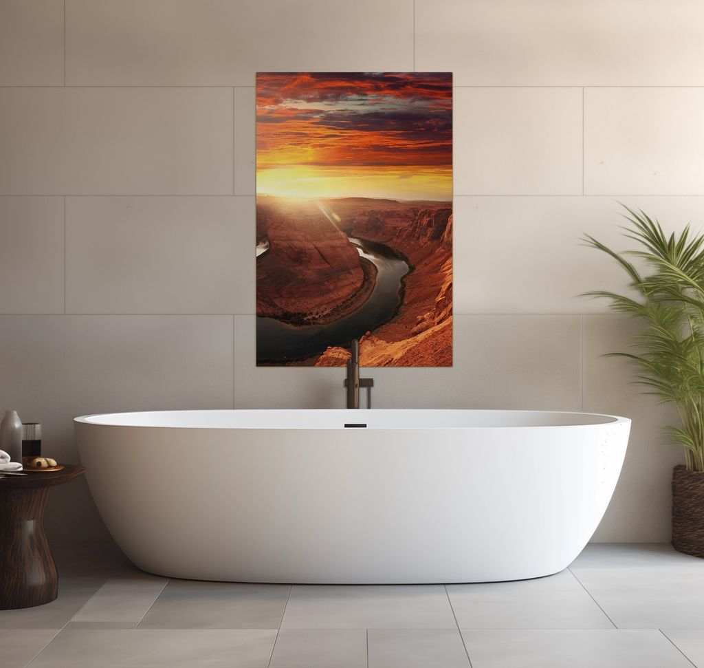 Wallario wasserfestes Poster selbstklebend 91,50 x 61 cm, Grand Canyon bei Sonnenuntergang, Badezimmerposter Spritzschutz mit Hochglanzoberfläche ...