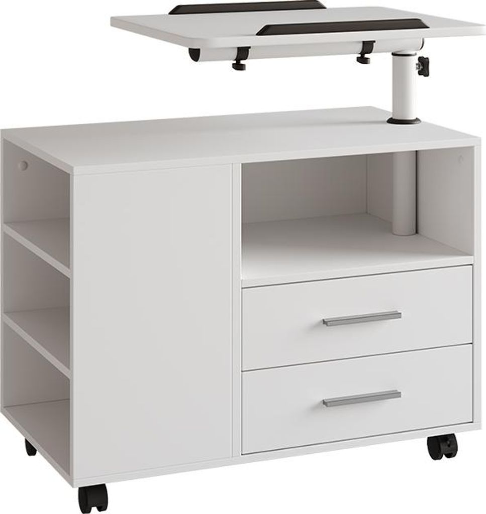 Nachttisch Vicco Bora Weiß 80 x 88 cm mit verstellbarer Arbeitsfläche, Model 57330