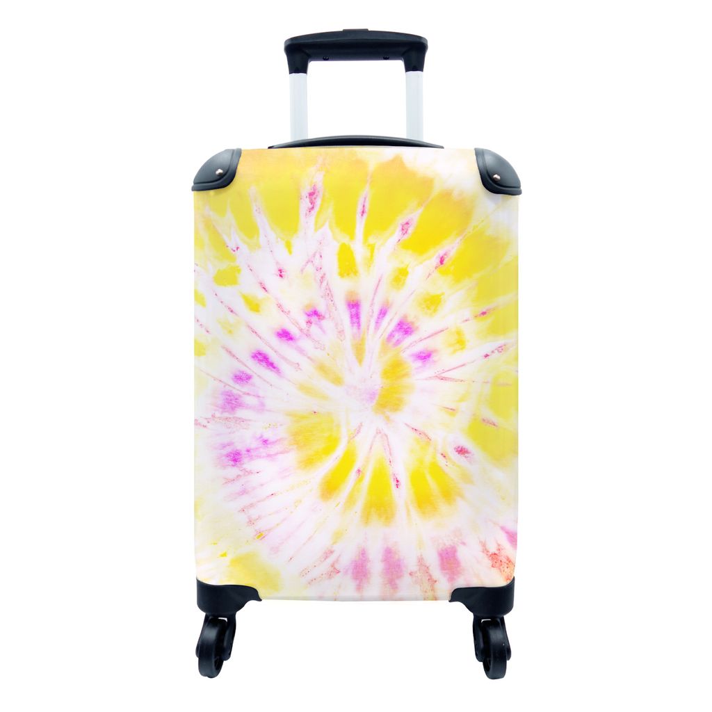 MuchoWow Koffer Handgepäck Trolley Rollkoffer Kleine Reisekoffer mit 4 Rollen - Sommer - Krawattenfärbung - Lila - Cabin Size < 55x40x23 cm & 5...