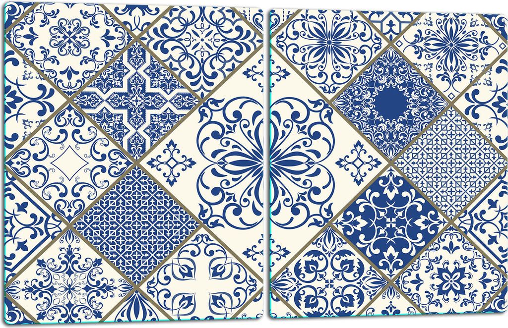 Herdabdeckplatten 2x40x52 Glaskeramikfeld 2-Teilig Glas Spritzschutz Mosaik