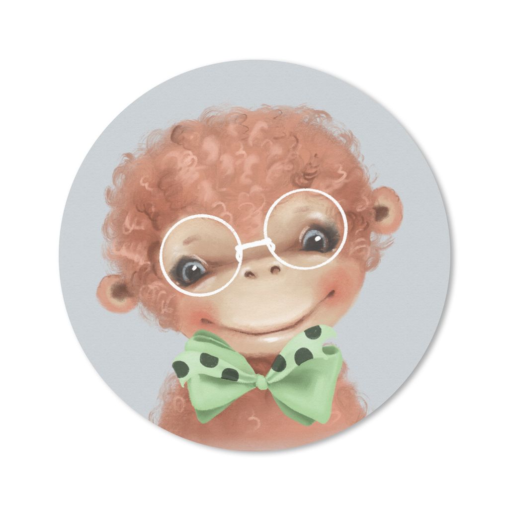 MuchoWow Mauspad Mousepad Affe - Kinder - Schleife 40x40 cm - Mousepads - Maus Mat - Pad - Mausunterlage - Schreibtisch Accessoires