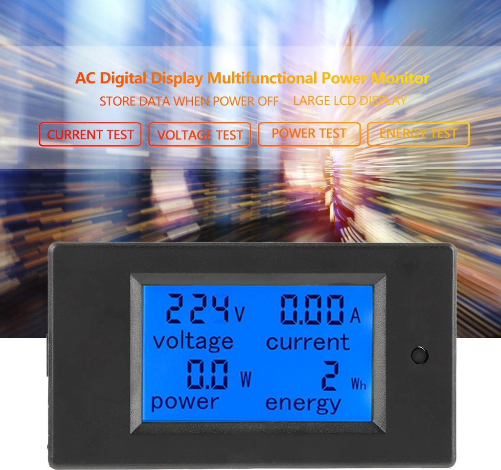Voltage Meter, AC Voltmeter, Power Meter, Current Meter, Power Monitor, Energy Meter