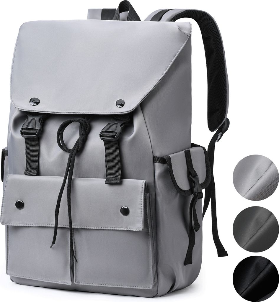 Damen Herren Rolltop Rucksack Wasserdicht Groß 35L mit Laptopfach 15,6 Zoll, Leicht Fahrradrucksack Reiserucksack für Uni Freizeit, Grau