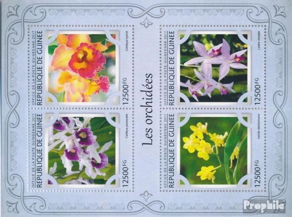 Briefmarken Guinea 2017 Mi 12161-12164 Kleinbogen (kompl. Ausgabe) postfrisch Orchideen