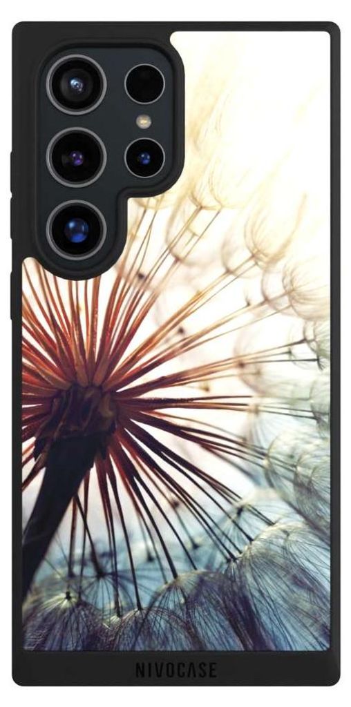 NIVOCASE Handyhülle für Samsung Galaxy S24 Ultra Hülle NIVOpure Case Schwarz Blumen Fotografie Pusteblume