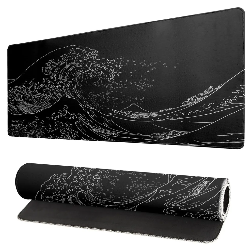 Tapis de souris vagues japonaises Kanagawa XXL 80x30 cm pour gamer
