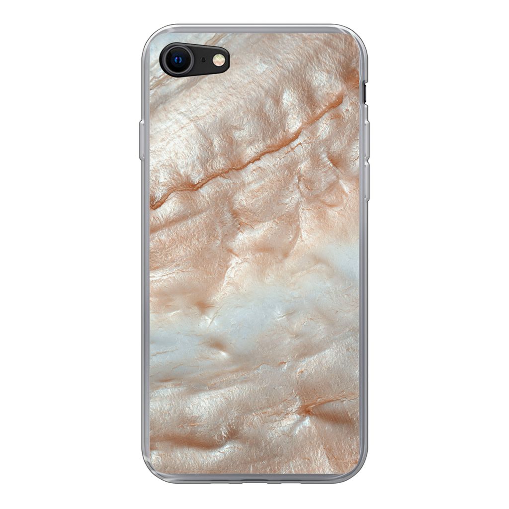 MuchoWow Handyhülle Schutzhülle Hülle für iPhone 8 Mineralien - Naturstein - Perlmutt Silikon Softcase Handy Hülle - Schutzhaube
