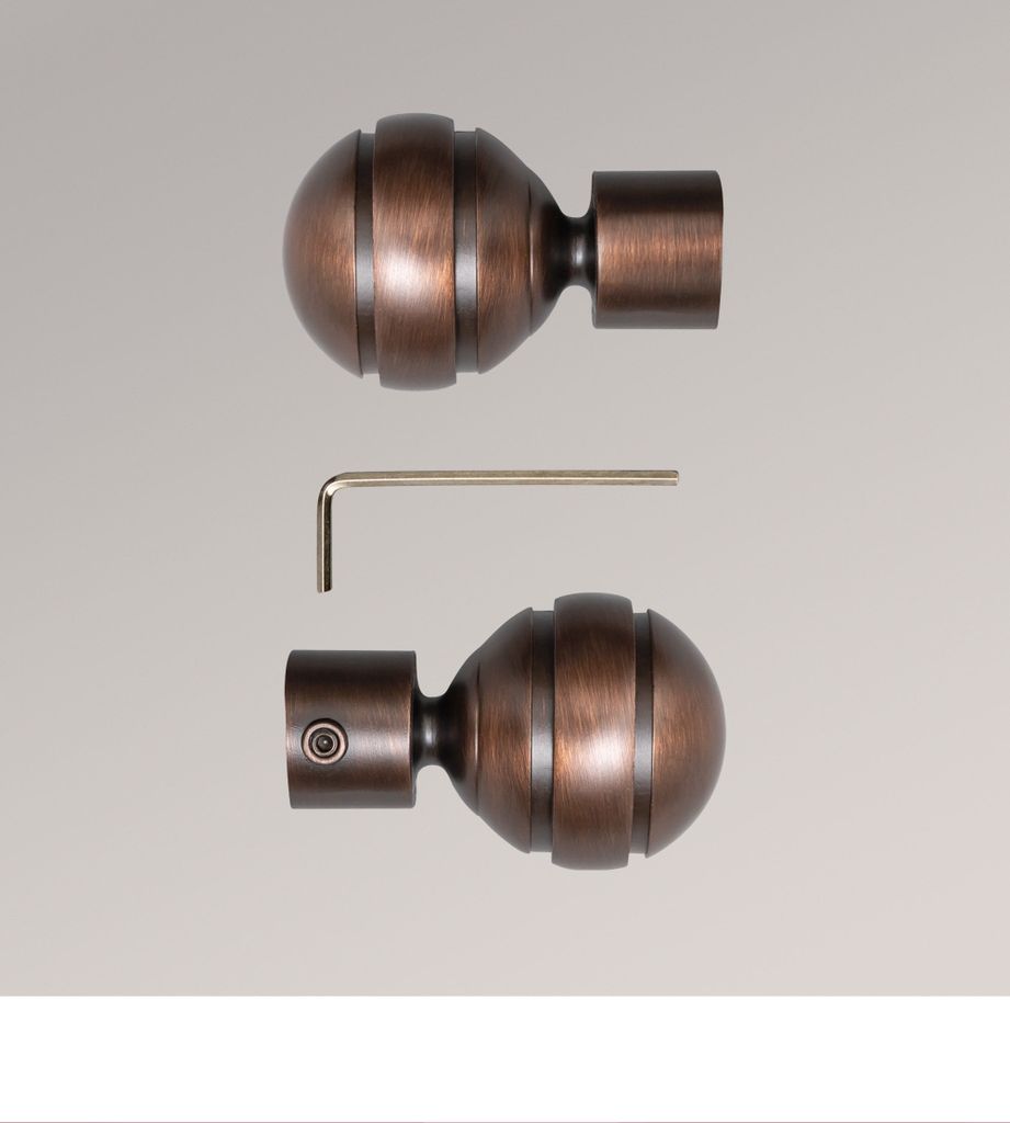 LYSEL 1 Paar Endstücke Kugel für Opal-Stangen Bronze