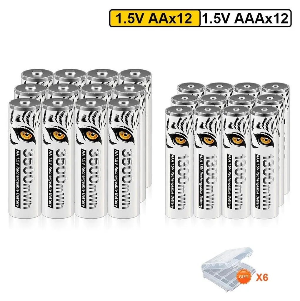 Piles rechargeables AA AAA haute capacité avec étui-chargeur intelligent - 2
