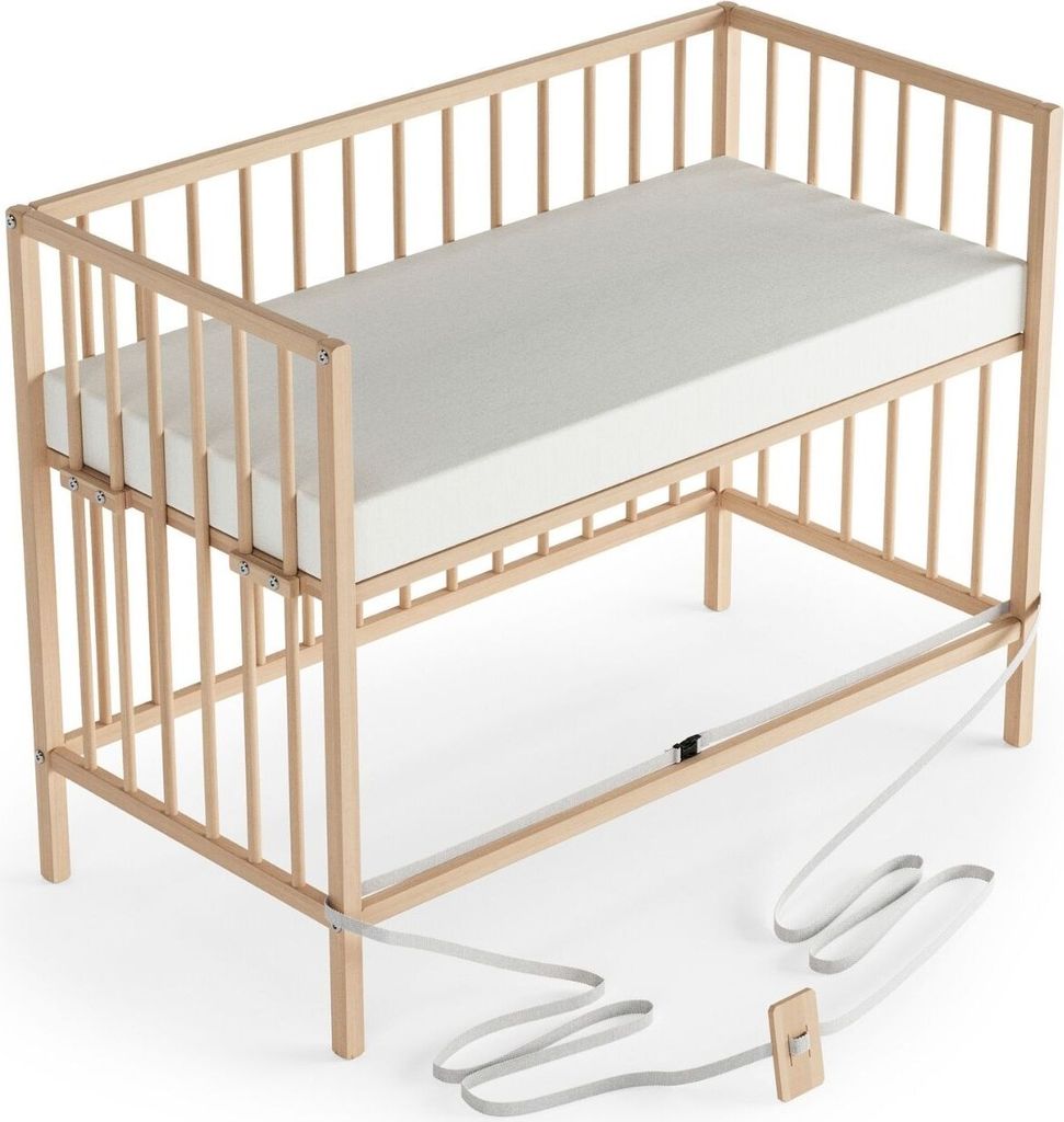 Beistellbett 60x120 cm mit Matratze Cloud Air & Umbauseite - natur - Dreamy