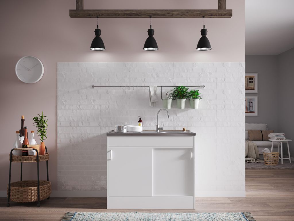 Komplettspüle Spüle Unterschrank mit Schiebetüren 100 x 60 Produktbild 