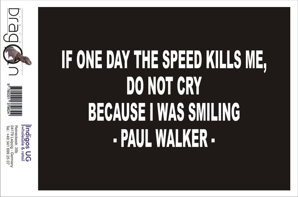 Aufkleber / Autoaufkleber - JDM / Die cut / Auto / OEM - if one day the speed kills me - 210x100mm weiß - Heckscheibe / Heckscheibenaufkleber