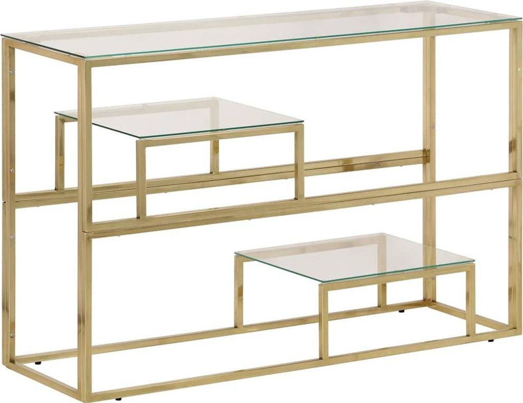 vidaXL Konsolentisch Golden Edelstahl und Hartglas
