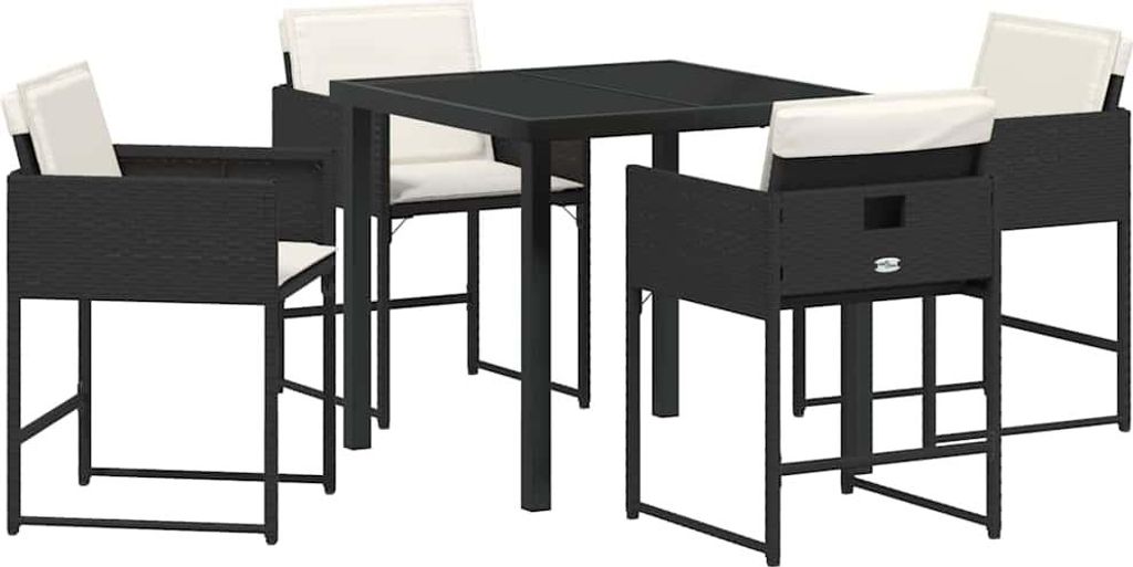 Garten Essgruppe mit Kissen 5 pcs Schwarz Poly-Rattan