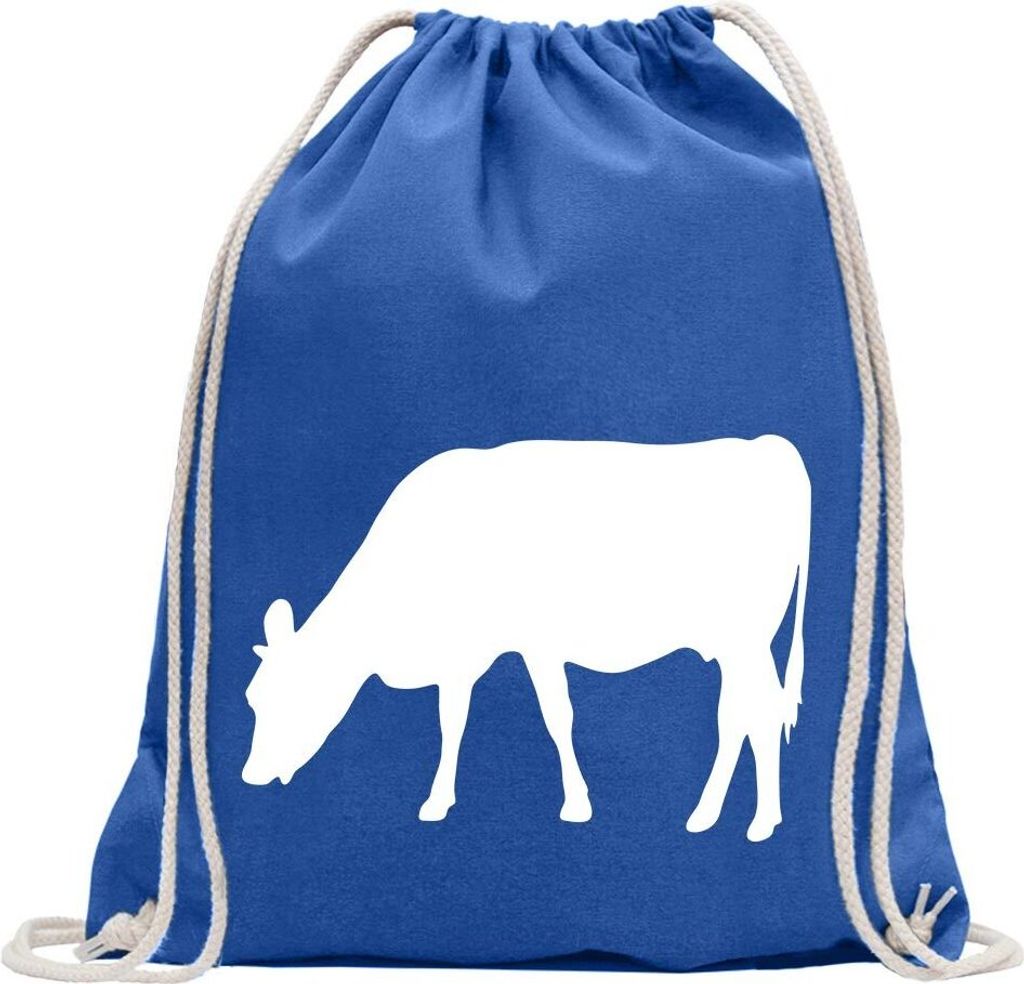 Kiwistar - Turnbeutel - royal - Kuh - Rind - Bauernhof - Fun Rucksack Sport Beutel Gymsack Baumwolle mit Ziehgurt