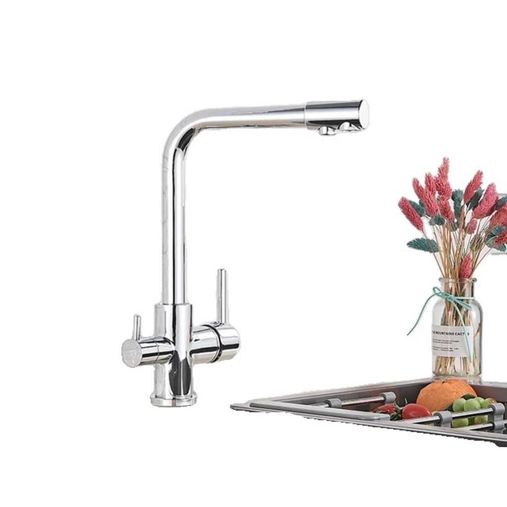 Küchenarmatur, Dual-Handle, 360-Grad-Drehung, Chrom