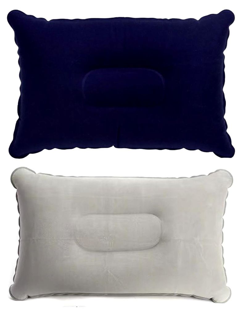 2 Stück Aufblasbares Kissen, 33 * 22Cm Camping Reisekissen, Luftkissen, Sitzkissen Aufblasbar Für Auto Für Camping Und Reisen(Grau/Blau)