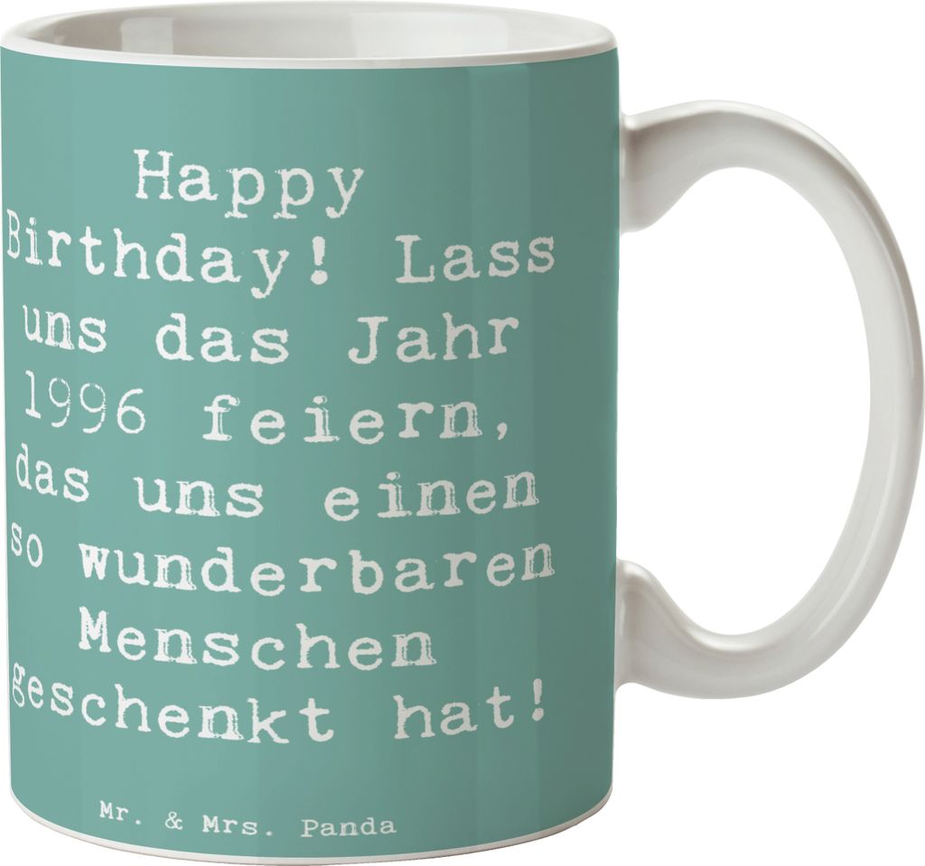 Mr. & Mrs. Panda Tasse Spruch 1996 Geburtstag - Meeresbrise - Geschenk, Geburtstagsgeschenk, Henkeltasse, Personalisierte Geschenke, Kaffeebecher, ...