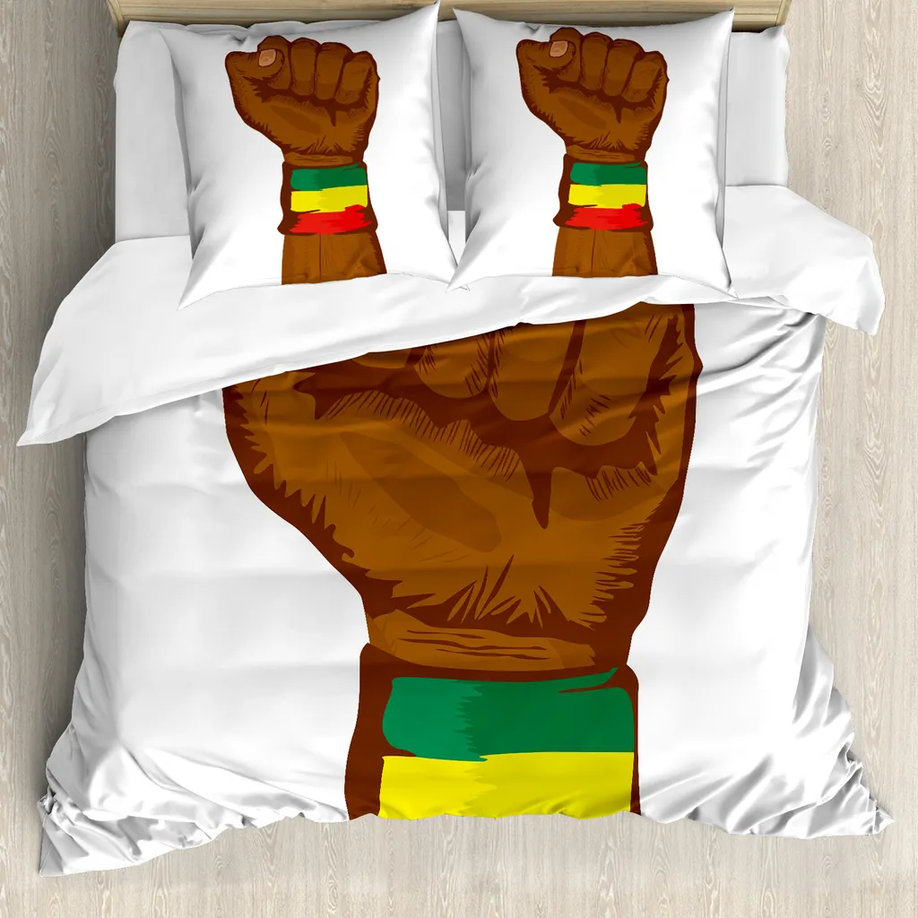 Set Copripiumino Antiacaro ABAKUHAUS 155x220 Giallo Marrone Rasta