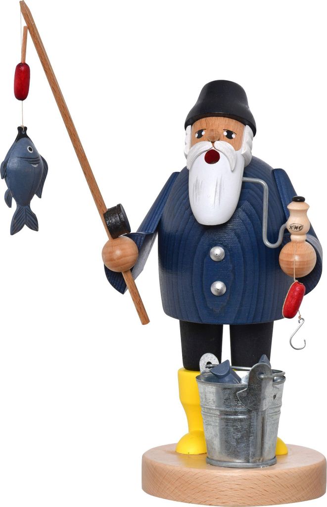 Räuchermann Angler mit Eimer und Angel BxHxT 13x23x12cm NEU