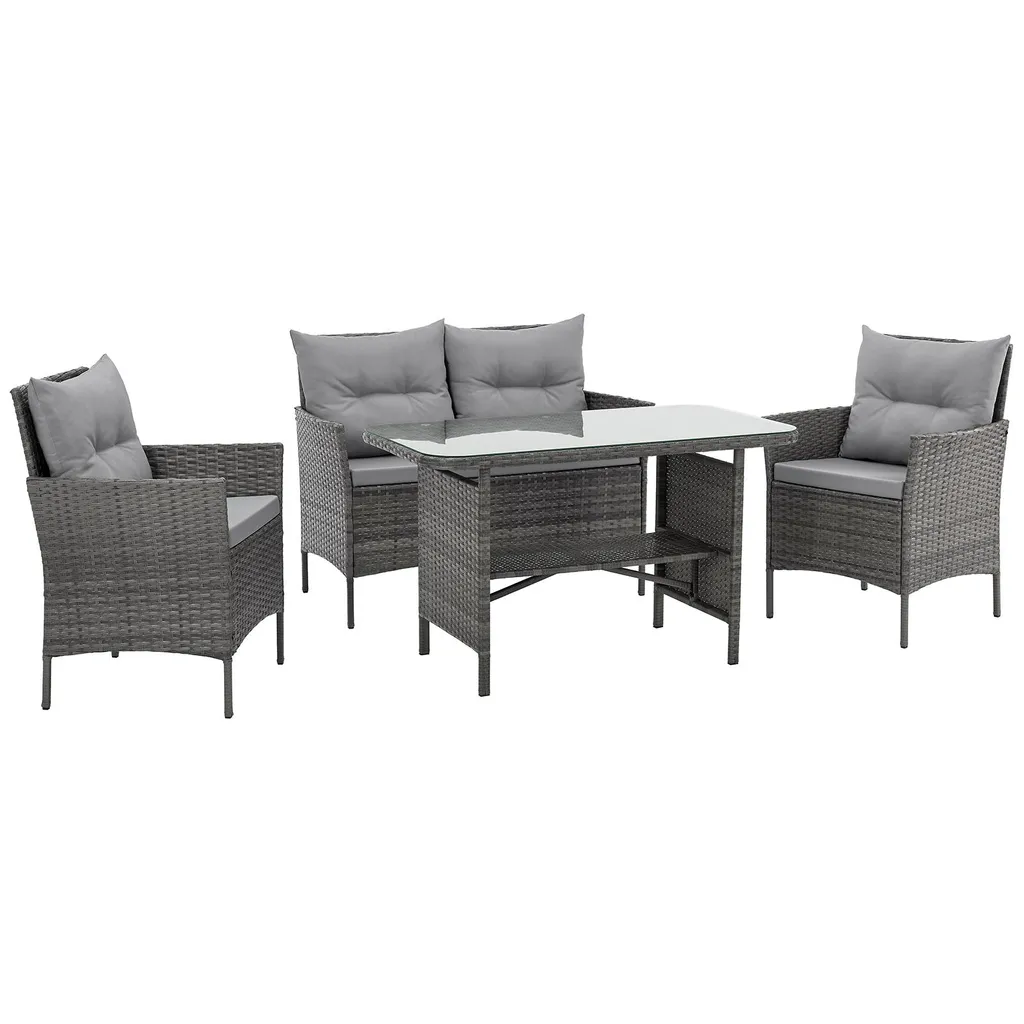 SVITA DALLAS Salon de jardin 4 pièces en résine tressée avec table gris