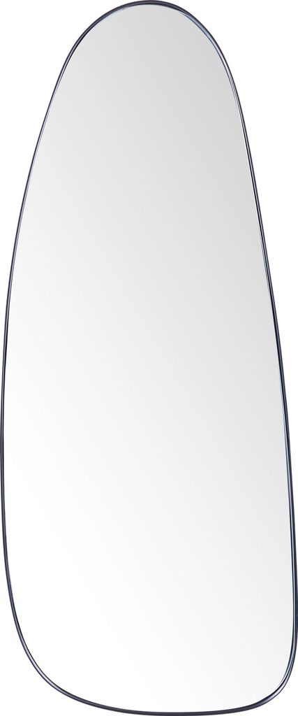 BELIANI Wandspiegel Schwarz Glas und Metall 95x39 cm Oval mit Dünnem Rahmen Asymmetrisch Modern Wohnaccessoire Wohnzimmer Schlafzimmer Wohnbereich