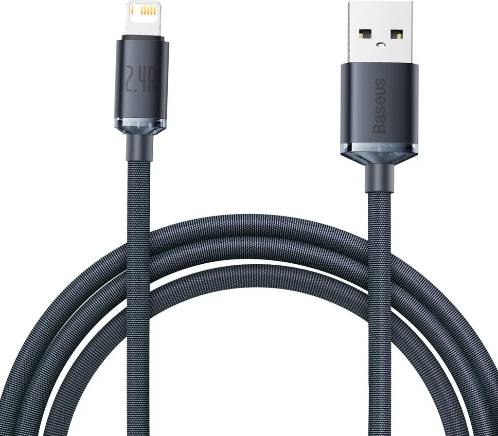 Cavo iPhone 2 Metri Baseus Crystal Shine | USB Lightning Nero 2.4A