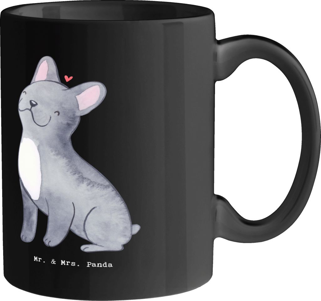 Mr. & Mrs. Panda Bedruckte Tasse Französische Bulldogge - Schwarz - Geschenk, Hunderassen Charakter, Lebensstil, Becher, kaffeetasse keramik, Herz...