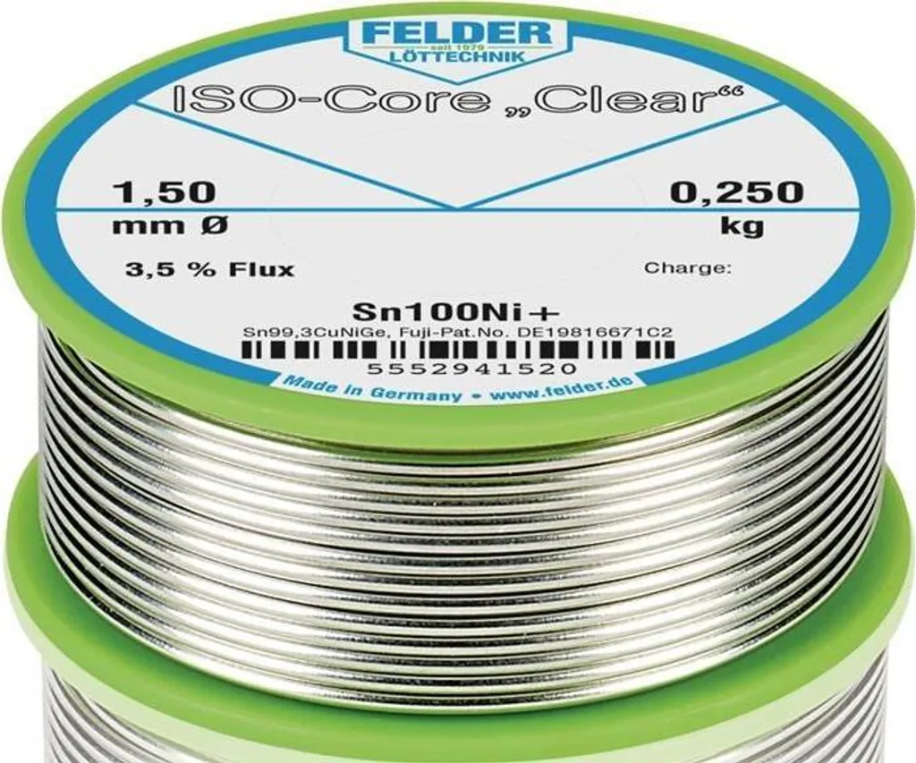 Filo Saldatura FELDER ISO-Core Clear 1.5mm 250g Sn100Ni+ Professionale - 1