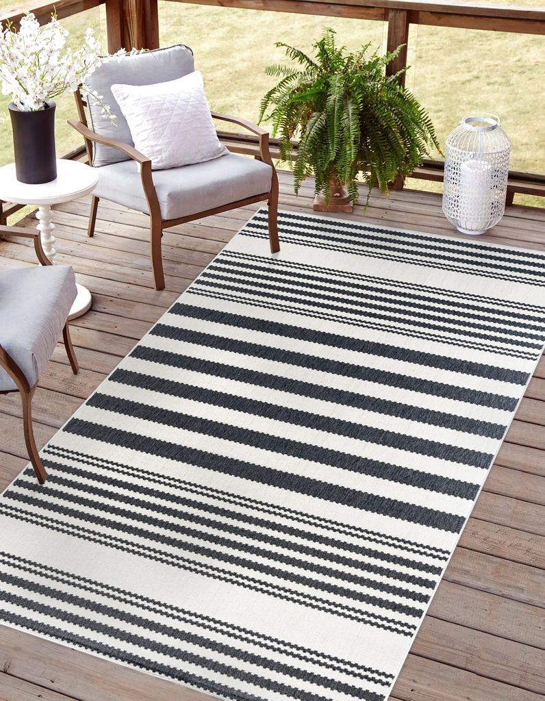 Outdoor Teppich SAW 120 x 170 cm Weiß-Schwarz