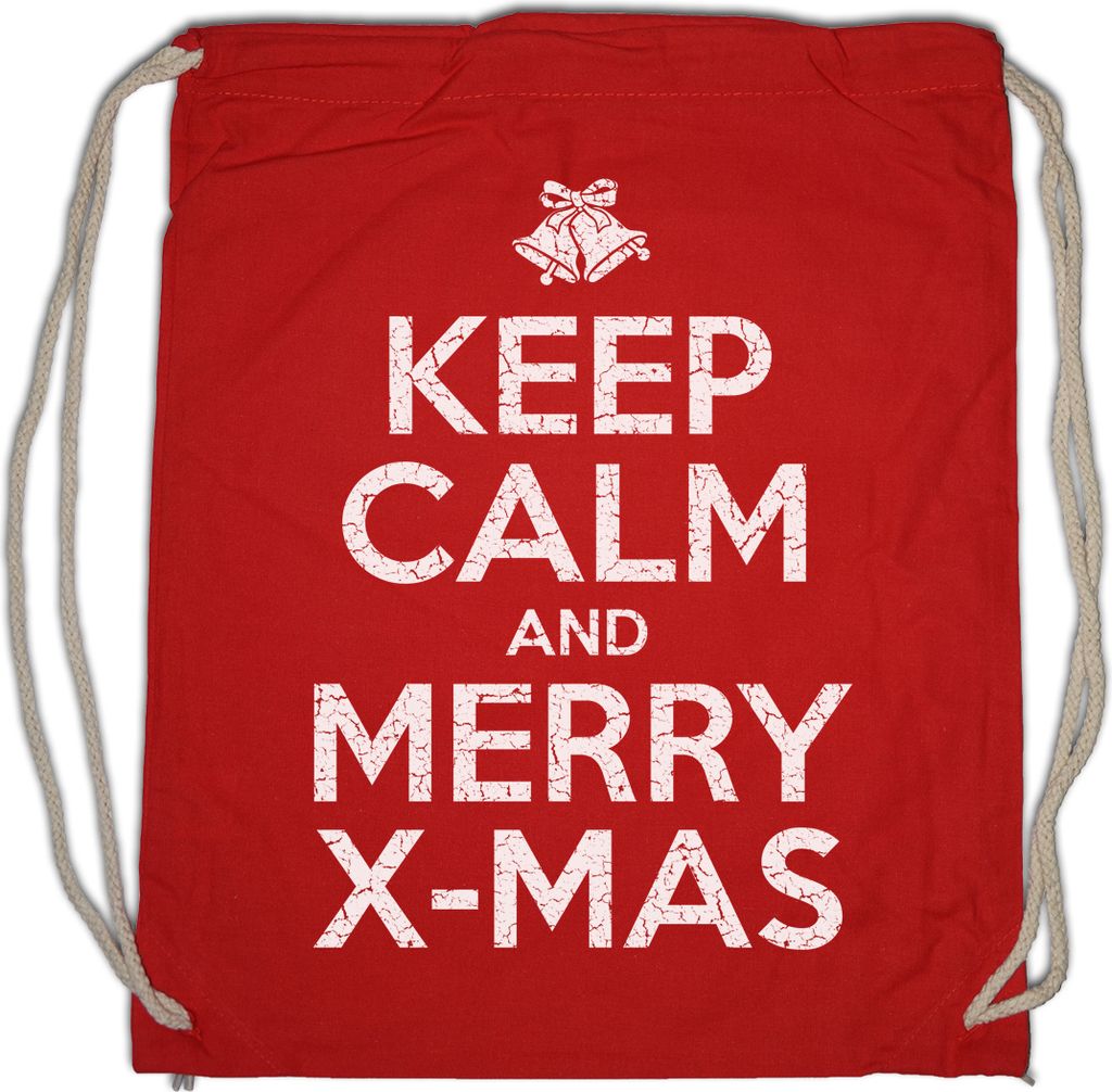 Urban Backwoods Keep Calm And Merry X-Mas, Turnbeutel, Farbe: Rot