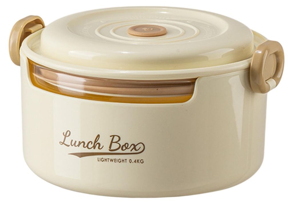 Runde 800-ml-Glas-Lunchbox mit auslaufsicherem Deckel, lebensmittelecht, spülmaschinen-, mikrowellen- und gefriergeeignet, ideal für Schüler, Ki...