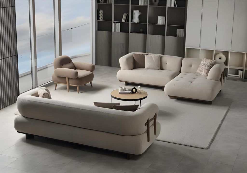 Multifunktionale Sofagarnitur: Dreisitzer-Sofa, Ecksofa und stilvoller Sessel