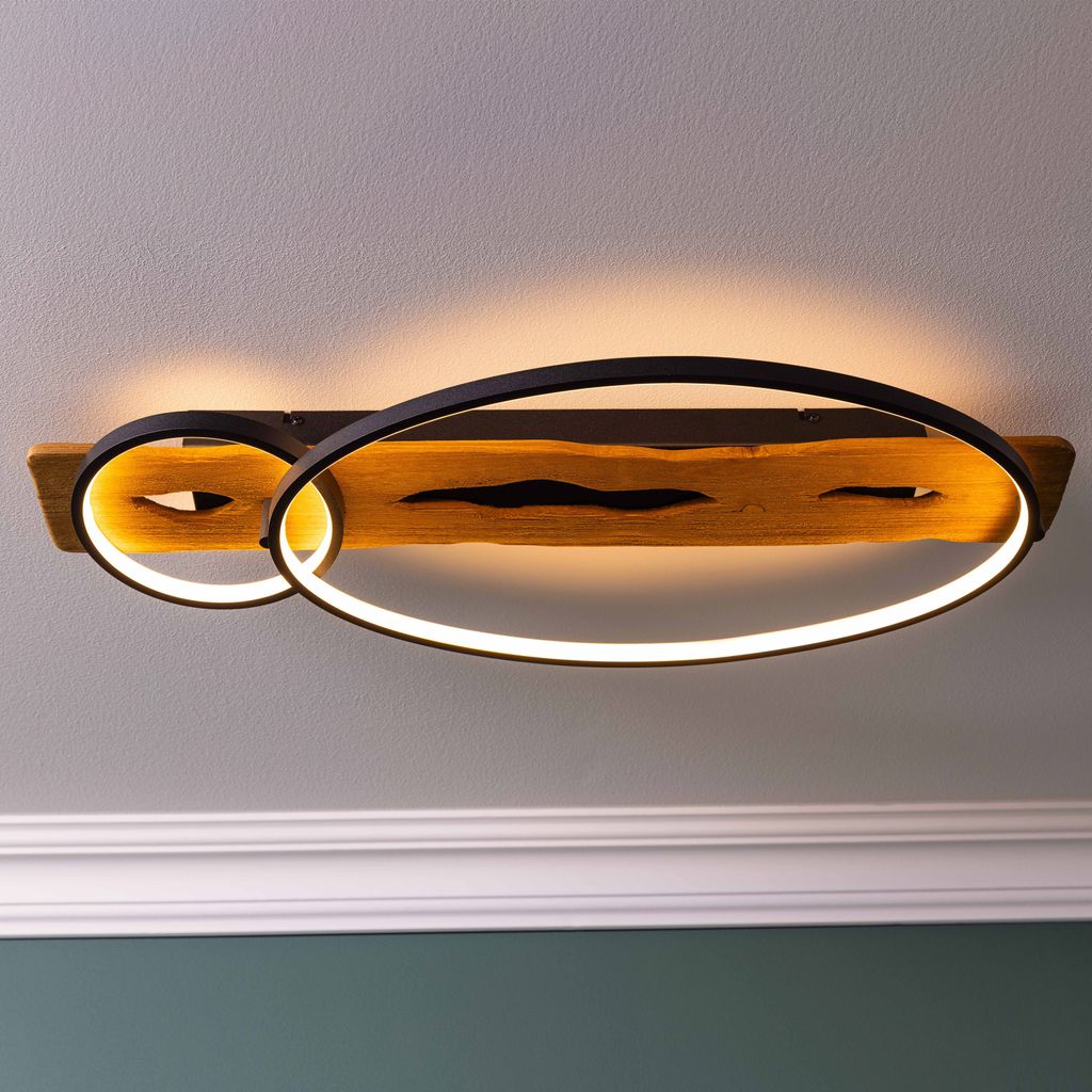 BRILLIANT LED Deckenleuchte 70x30cm Pirus Holz/Metall Produktbild 