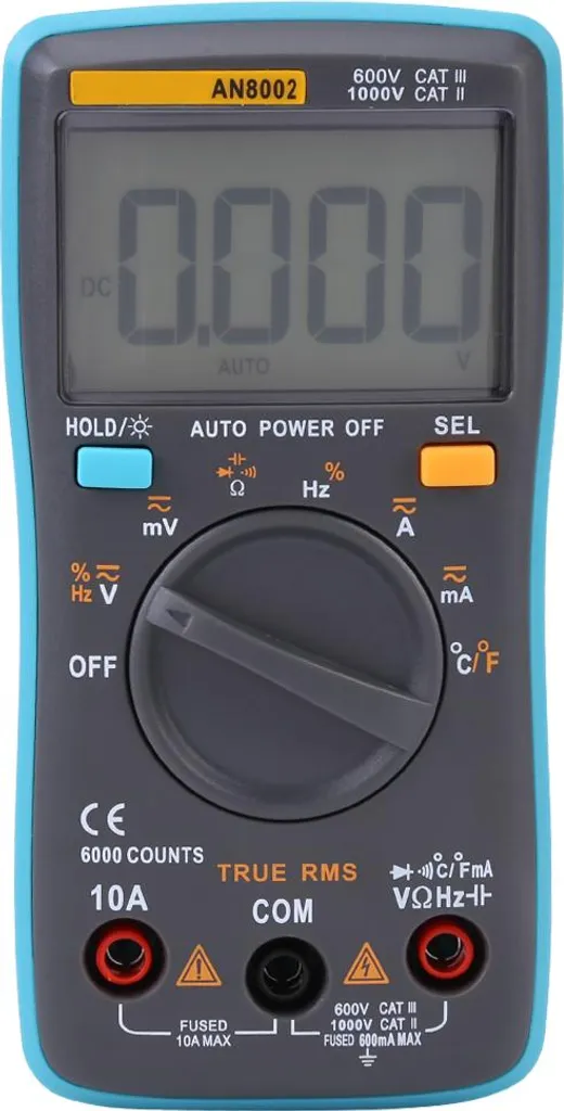 Multimètre AN8002 True RMS 6000 Counts Écran Rétroéclairé Test de Tension