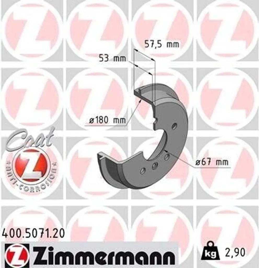 Tambour de Frein pour Classe A W168 Zimmermann 400.5071.20 en Acier