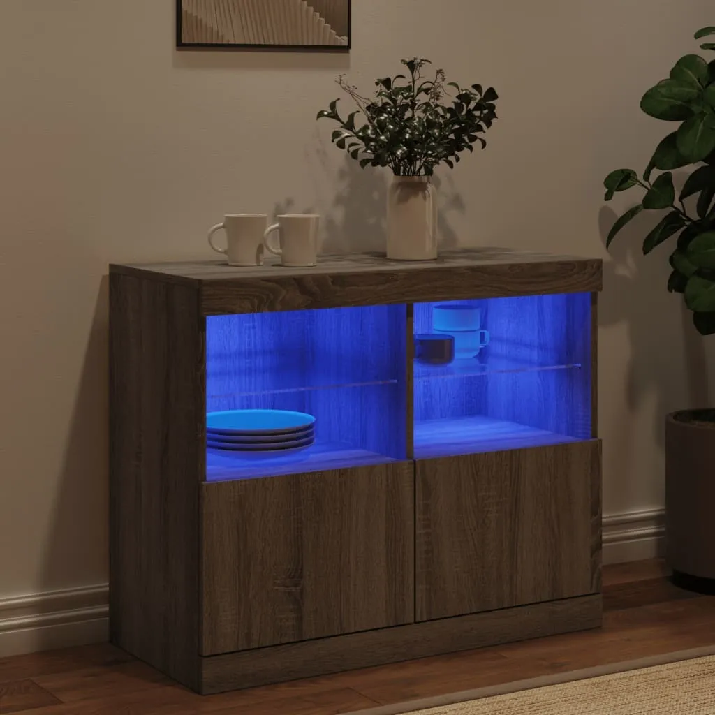 Mobile Credenza LED Grigio Sonoma 81x37x67 cm | Miglior Prezzo Online - 4