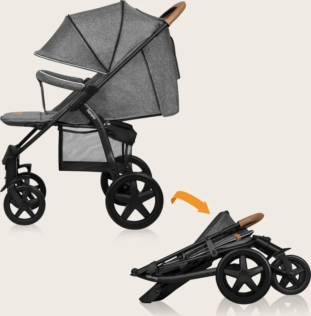 Poussette Canne Lionelo Annet Plus Pliable avec Position Allongée Grise