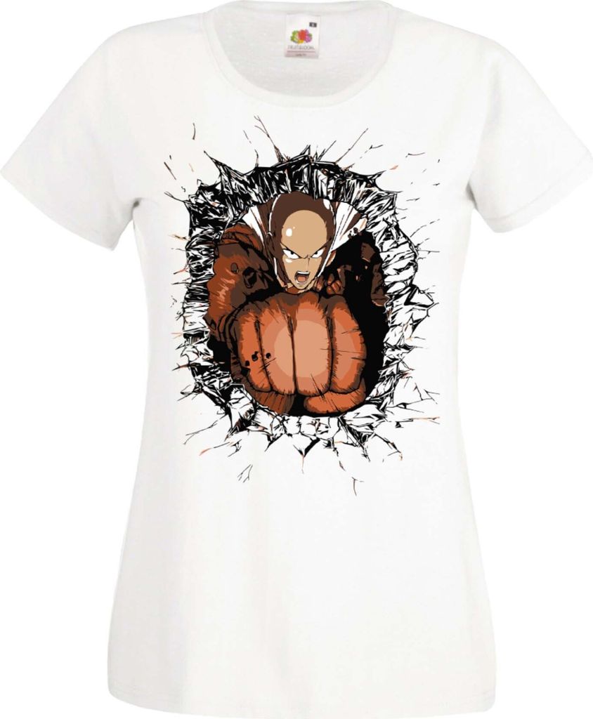 Damen T-Shirt Manga Anime One manga Punch Anime Man 02 Saitama, Lady L / Weiß