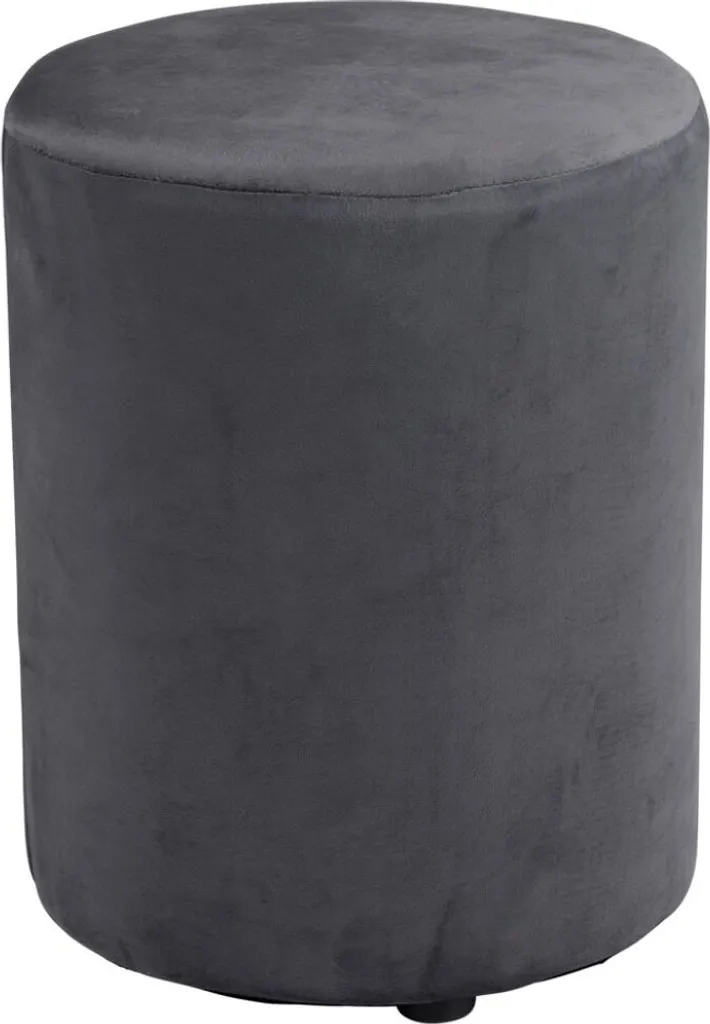 Arti Casa Pouf Rond en Velours Gris 28x36 cm - Tabouret de Pied Chic