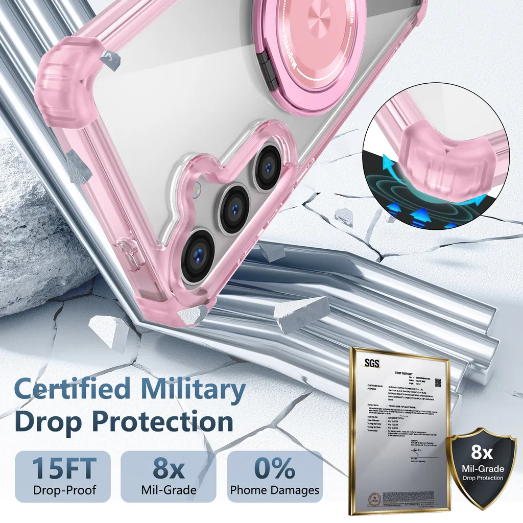 Custodia S25 FE Rosa Trasparente: Stile MagSafe e Supporto Chic - 3