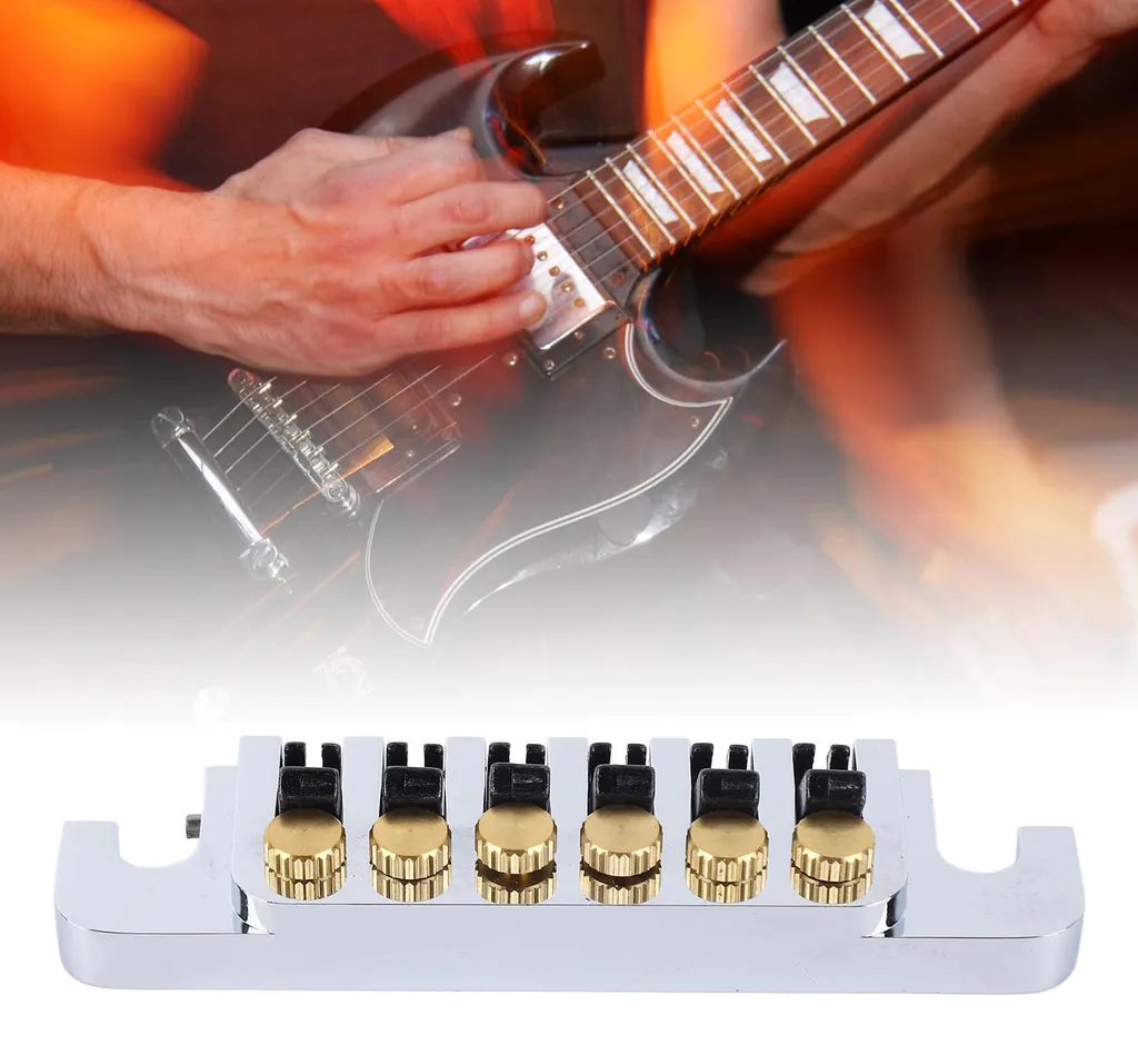 Chevalet à rouleaux avec 2 vis pour guitare électrique type LP chromé - 11