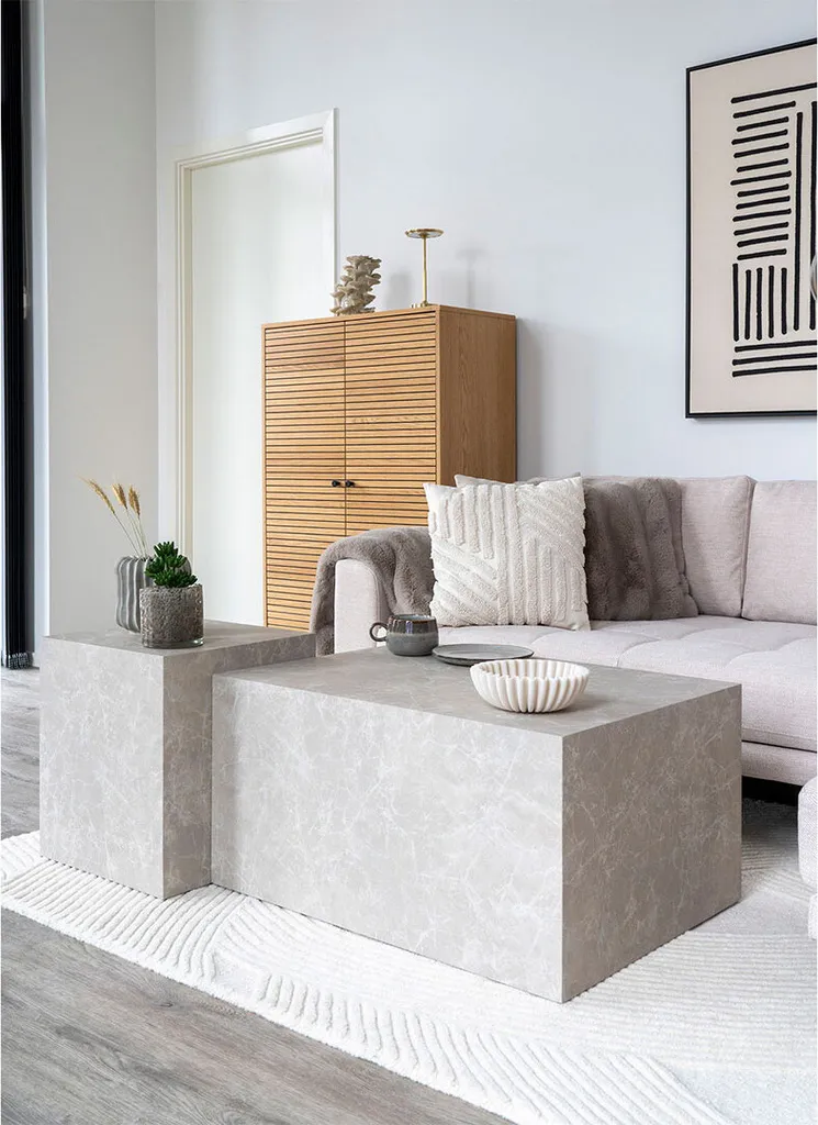 Table basse Prague en marbre blanc - Reproduction haut de gamme ø80cm