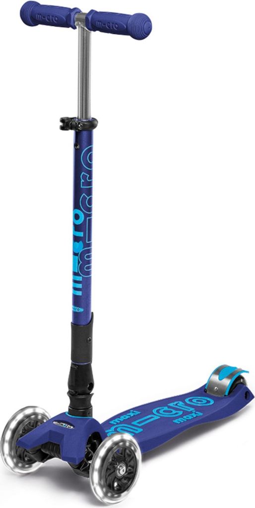 Micro Kinder Scooter Maxi Deluxe LED Faltbar , Navy