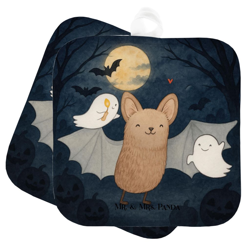 Mr. & Mrs. Panda Topflappen Fledermaus Gespenster Design - Weiß - Geschenk, Halloween Deko, Trick Or Treat, Dekoration, topfhalter, Kochlappen, S...