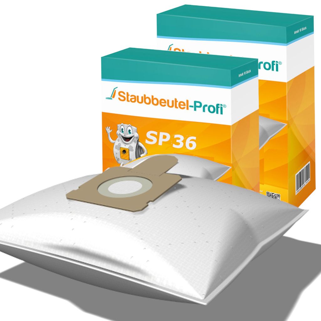 A product shot of vacuum cleaner bags and their packaging.