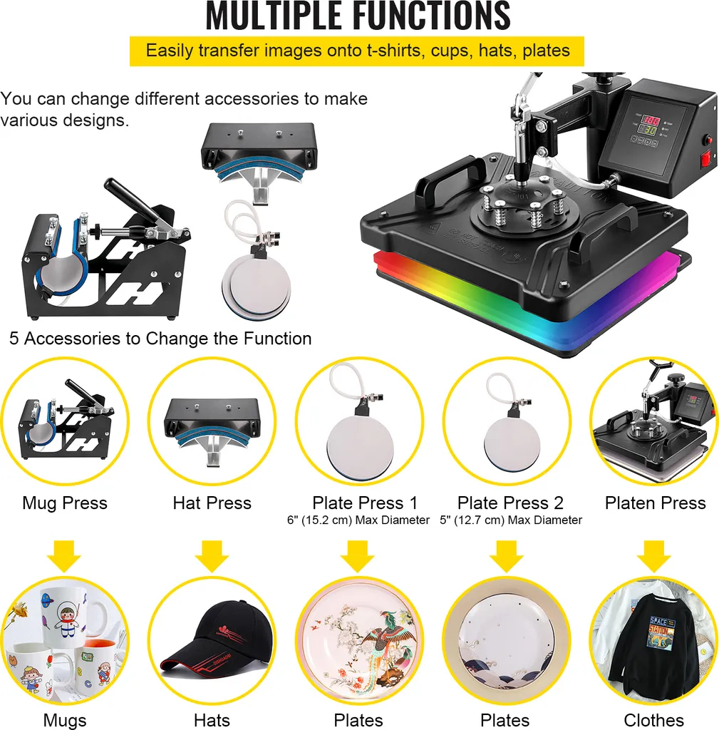 Machine à Presser le Textile et Objets 5 en 1 avec Écran Digital LED - 6