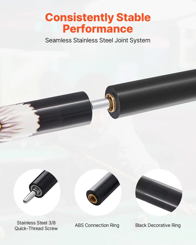 Queue de billard anti-vibration érable canadien avec joint ABS durable